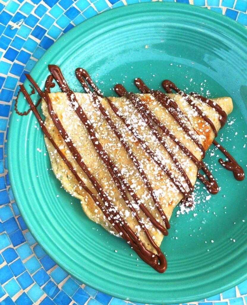 Crepe with hazelnut chocolate sauce at Frogg Coffee Bar and Creperie