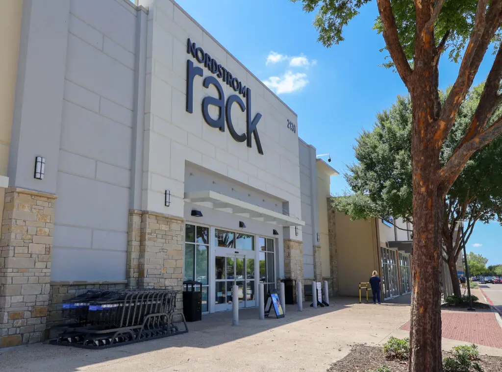 Exterior entrance of Nordstrom Rack at The Village at Allen in Allen, Texas.