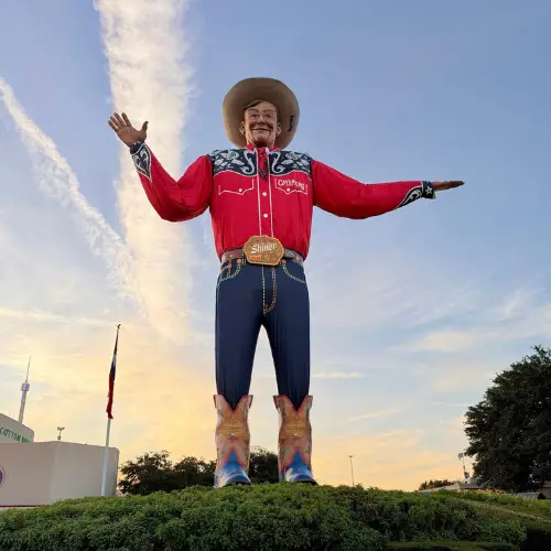 Big Tex standing outside at the State Fair of Texas in Dallas.